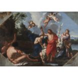 OIL PAINTING OF THE BAPTISM OF CHRIST BY LUIGI GARZI (1638-1721)