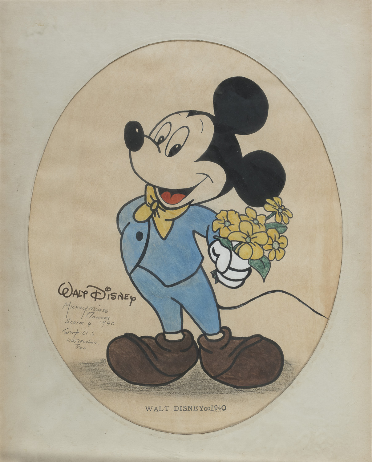 WATERCOLOR WALT DISNEY MICKEY MOUSE 1940