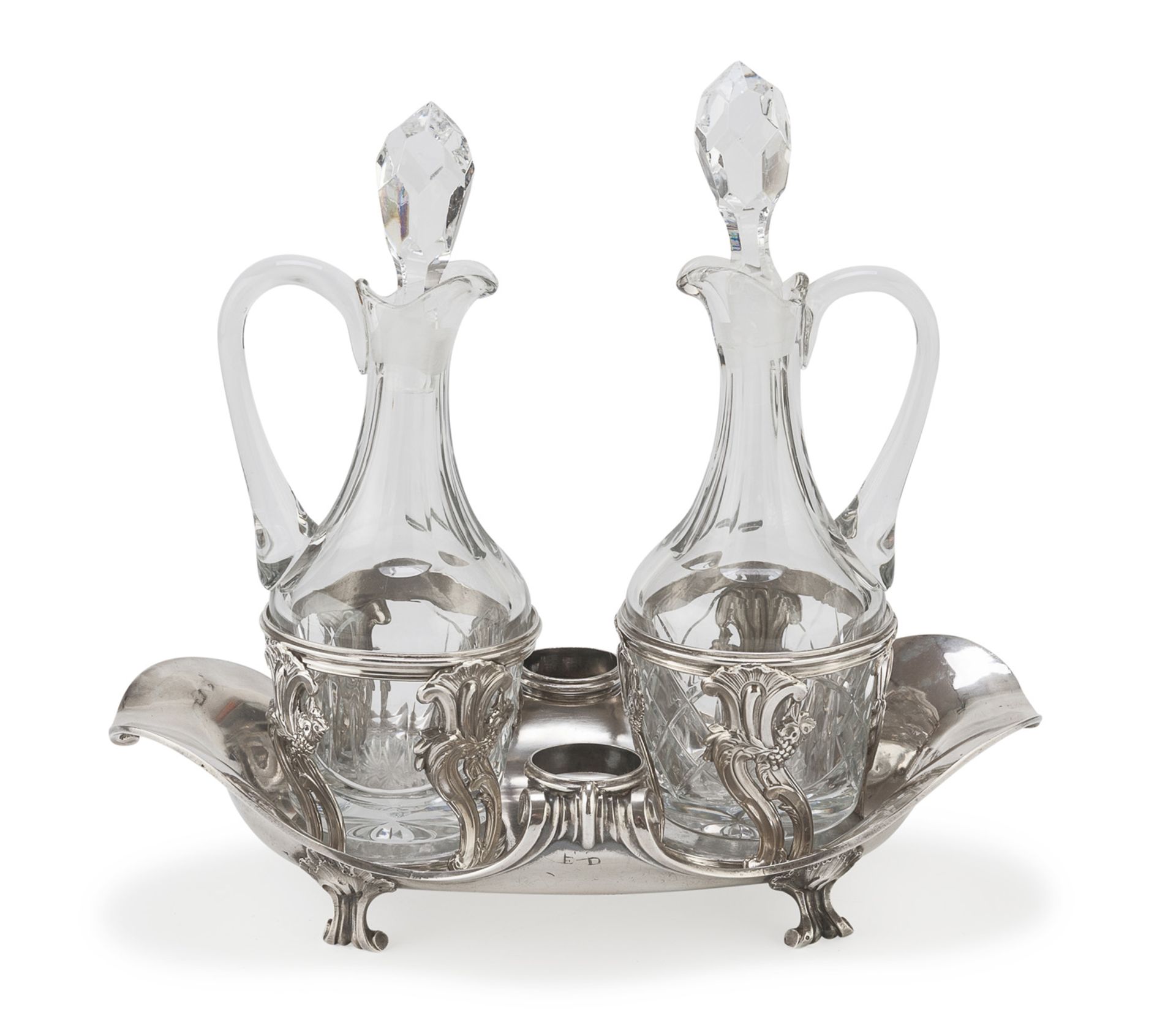 SILVER AND CRYSTAL OIL CRUET FRANCE 1765