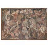 TEMPERA FRESCO OF A BATTLE SCENE IN 14TH CENTURY MANNER