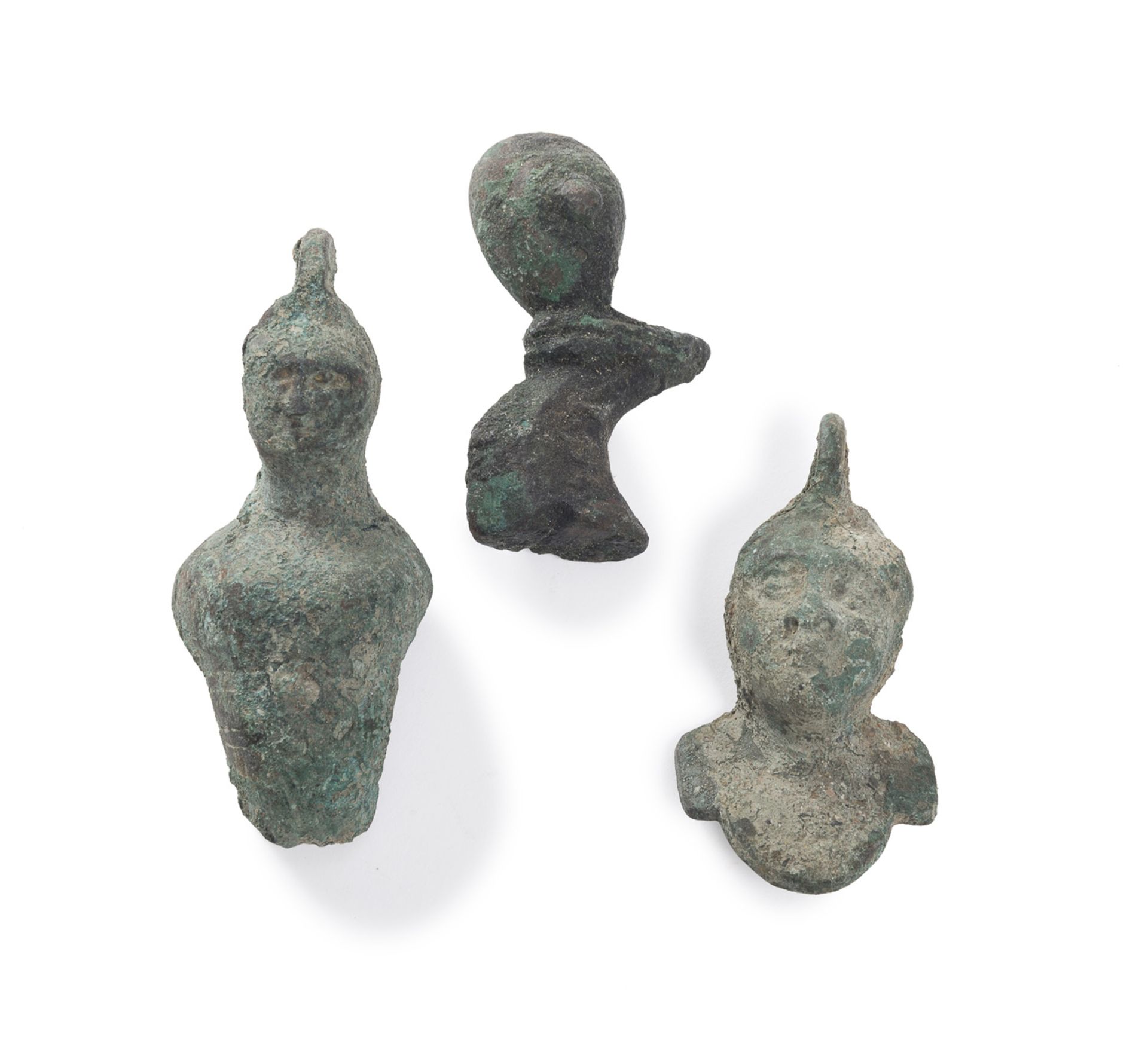 THREE MIDDLE EAST BRONZE FRAGMENTS UNDEFINIBLE AGE.