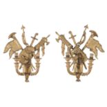 PAIR OF GILTWOOD WALL LAMPS EMPIRE PERIOD