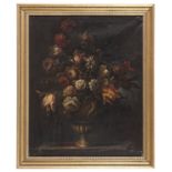 ROMAN OIL PAINTING OF A FLOWER VASE LATE 19TH CENTURY