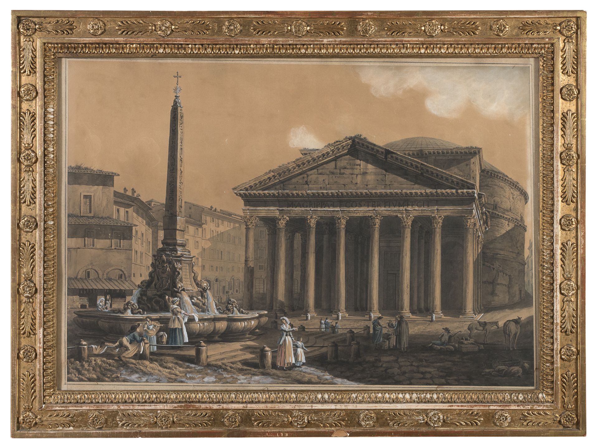 ROMAN WATERCOLOR OF THE PANTHEON 19TH CENTURY