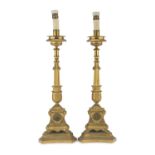 PAIR OF GILT BRONZE CANDLESTICKS 19TH CENTURY