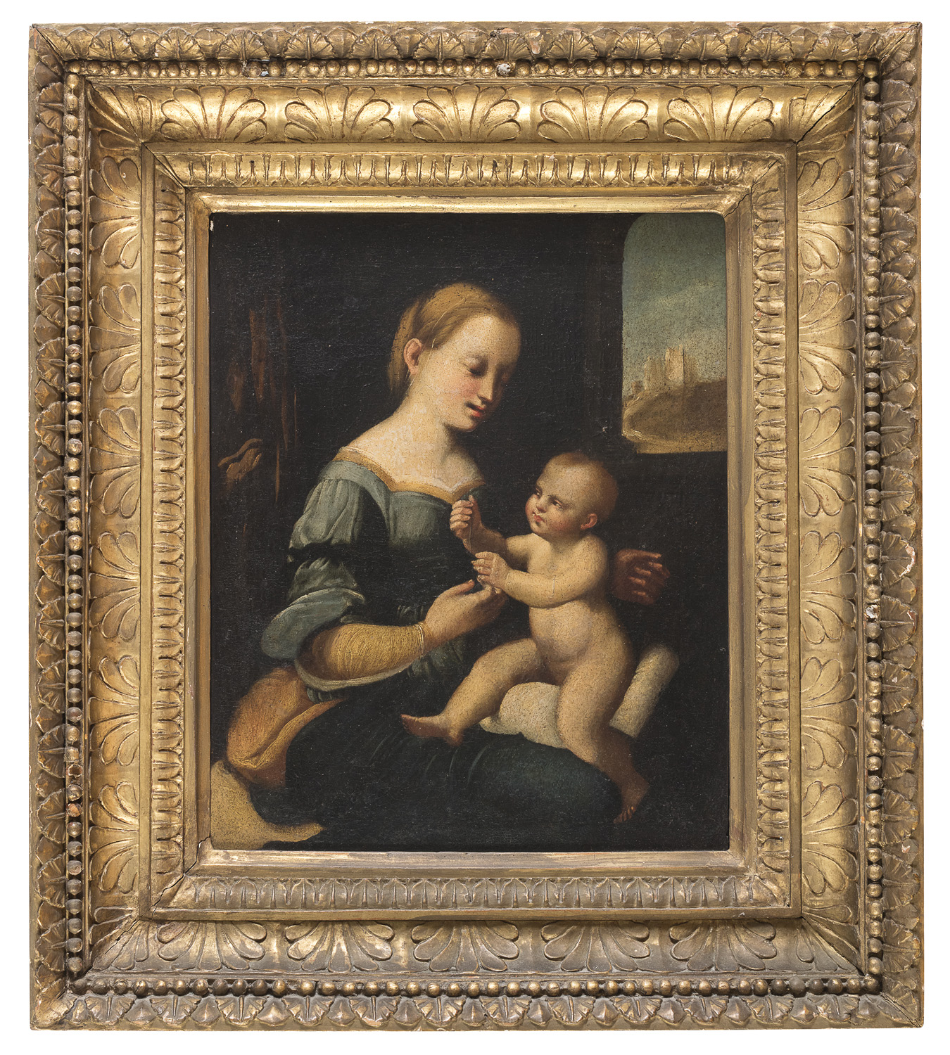 OIL PAINTING OF THE MADONNA DEI GAROFANI AFTER RAFFAELLO 18TH CENTURY