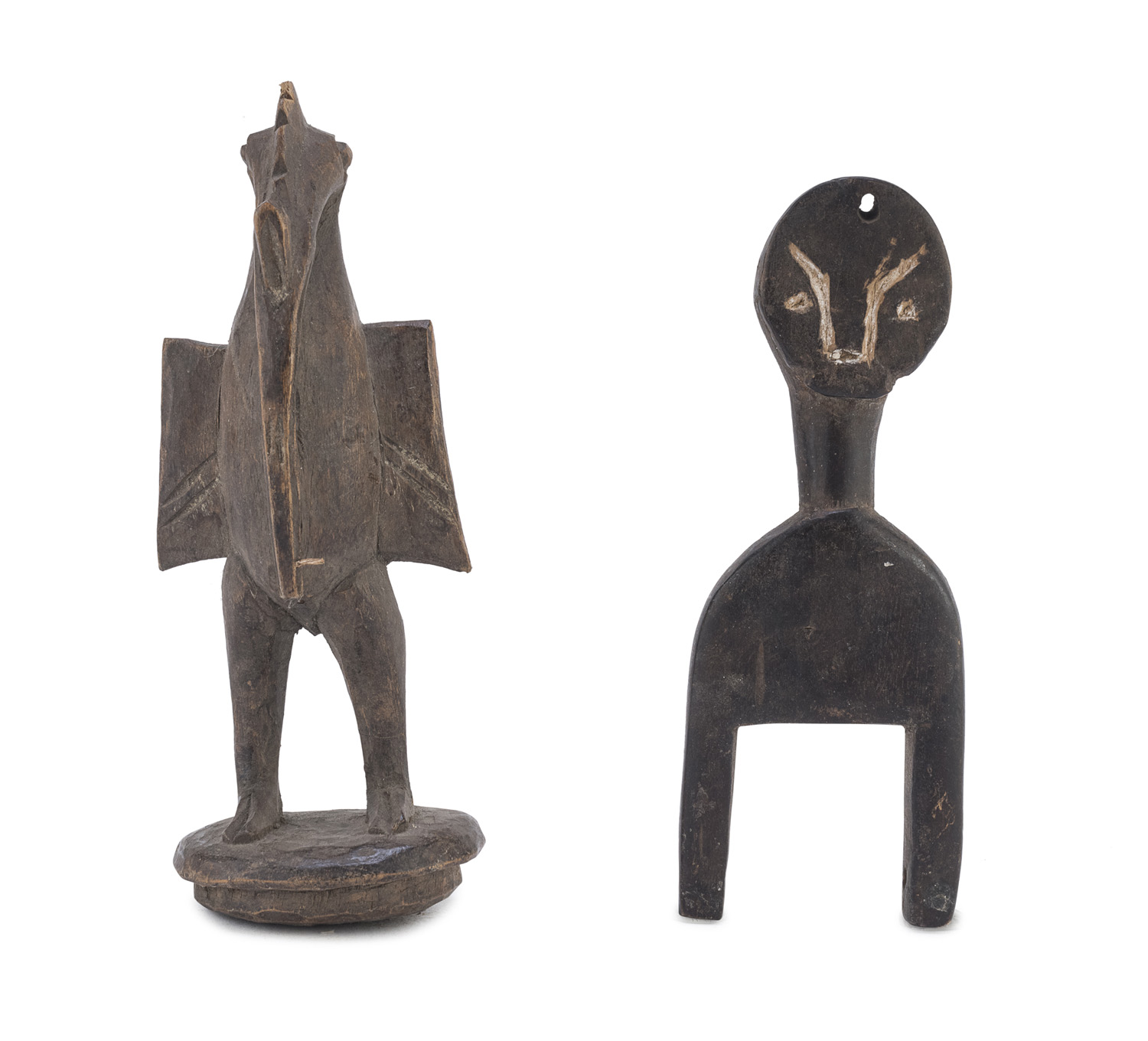 TWO IVORY COAST SENUFO SCULPTURES 20TH CENTURY.