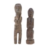 TWO AFRICAN WOOD SCULPTURES DEPICTING ANCESTOR. 20TH CENTURY.