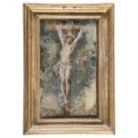 FLEMISH OIL PAINTING ON IVORY OF CRUCIFIXION 18TH CENTURY