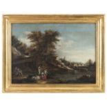 PAIR OF VENETIAN OIL PAINTINGS OF LANDSCAPES 18TH CENTURY