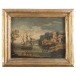 DUTCH OIL PAINTING OF A COASTAL VIEW 18TH CENTURY
