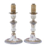 PAIR OF PORCELAIN CANDLESTICKS 20TH CENTURY