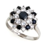 WHITE GOLD RING WITH SAPPHIRES AND DIAMONDS