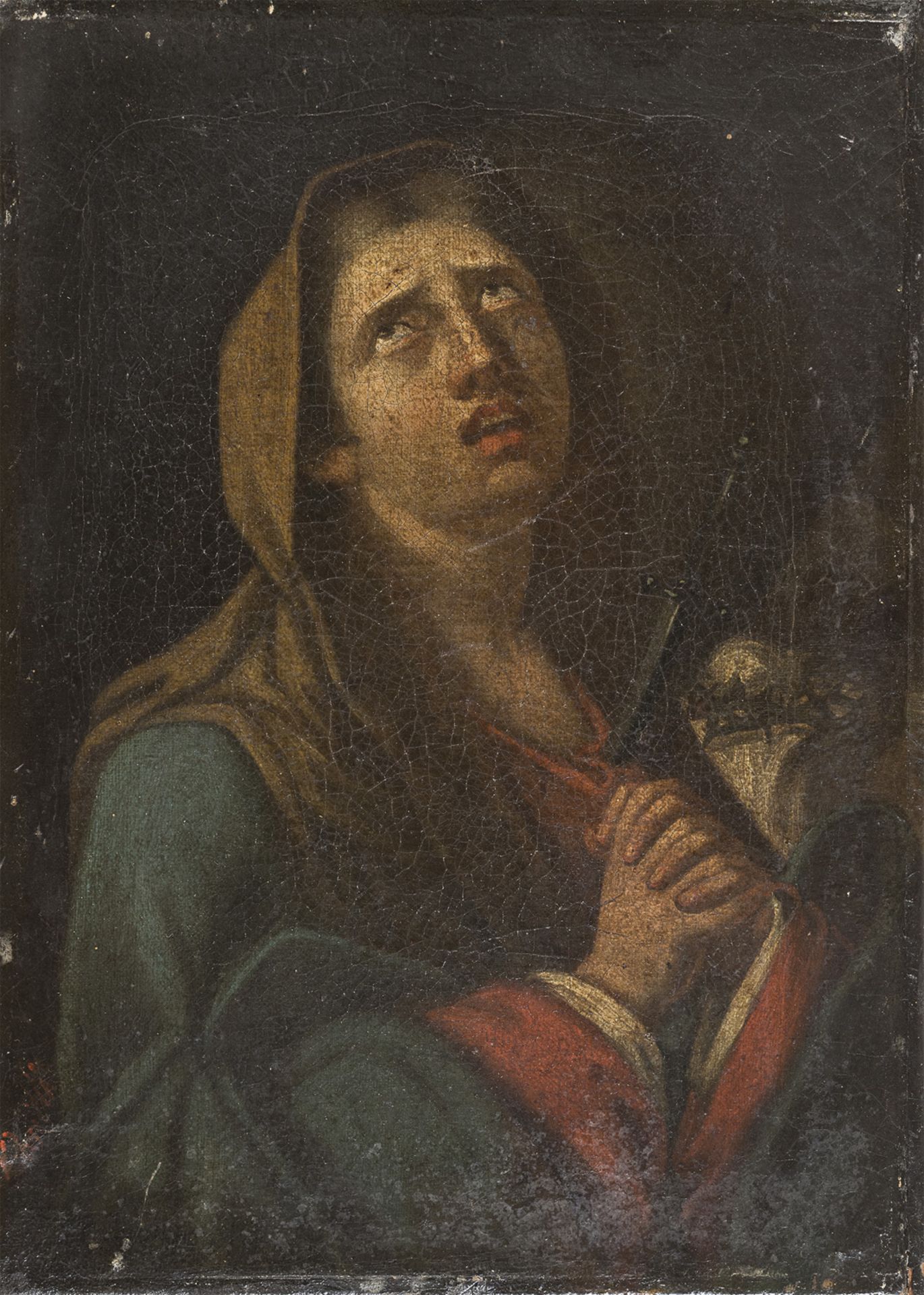 ROMAN OIL PAINTING OF MATER DOLOROSA 18TH CENTURY