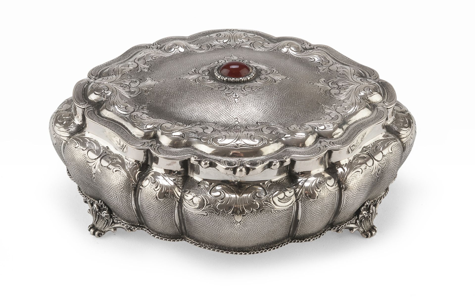 JEWELERY CASE IN SILVER WITH CARNELIAN MILAN 1944*1968