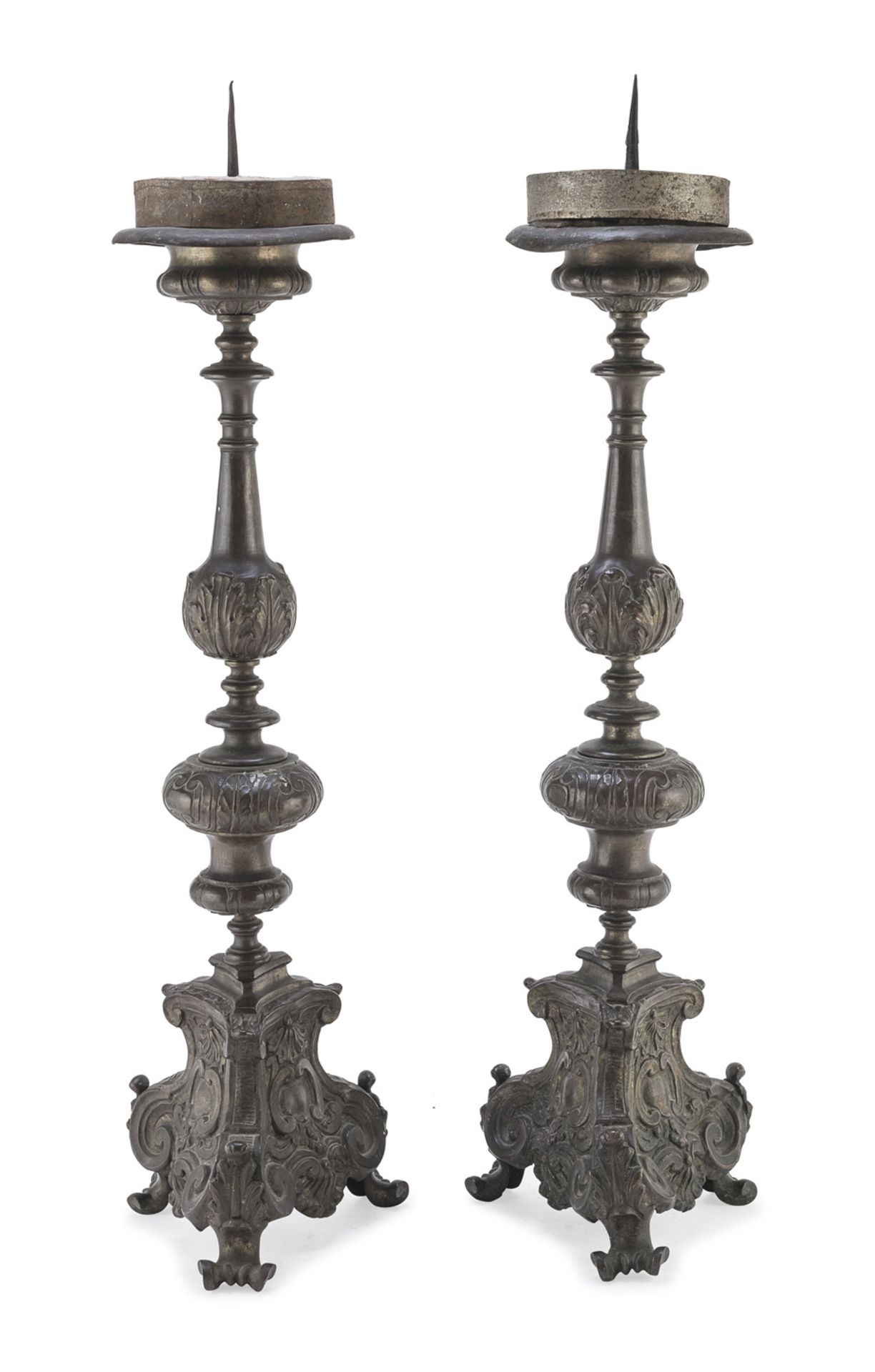 PAIR OF BRONZE CANDLESTICKS CENTRAL ITALY 18TH CENTURY