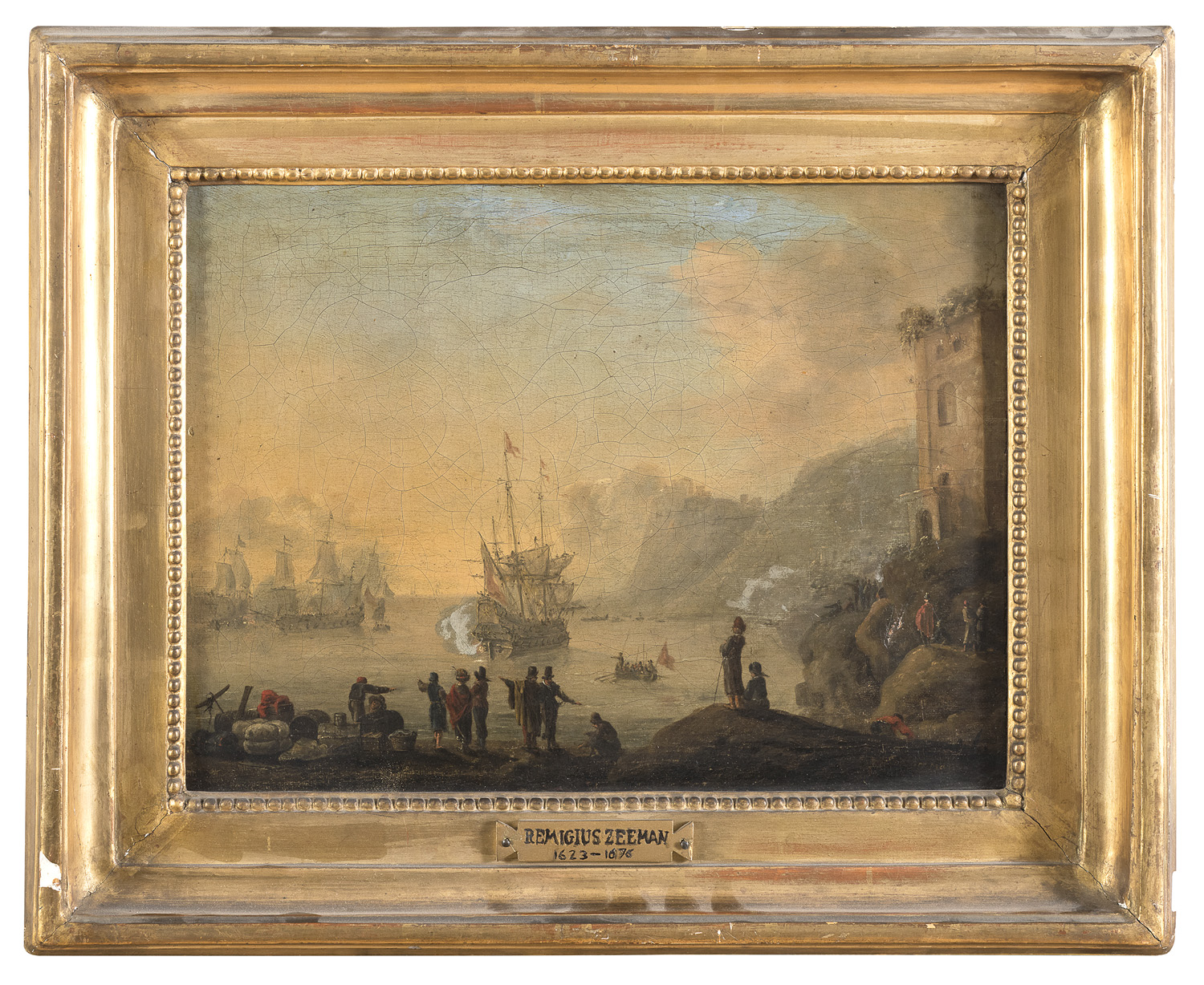 PAIR OF OIL PAINTINGS OF COASTAL VIEWS ATTRIBUTED TO REINIER NOOMS (1623-1664) - Image 2 of 2