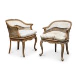 PAIR OF WALNUT ARMCHAIRS 19TH CENTURY