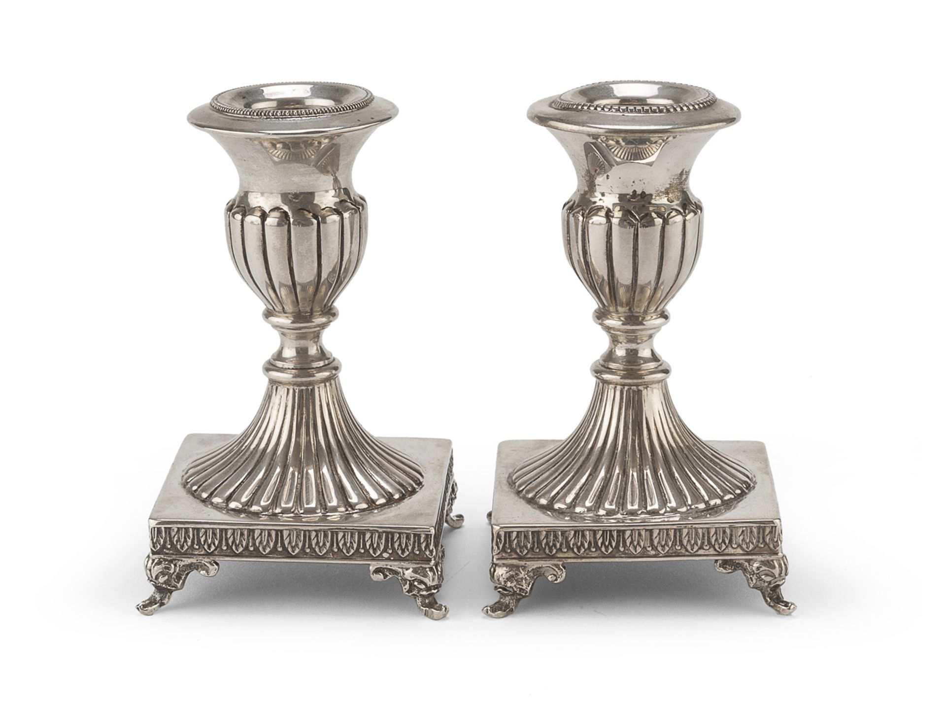 PAIR OF SMALL SILVER CANDLESTICKS FLORENCE 1944/1968