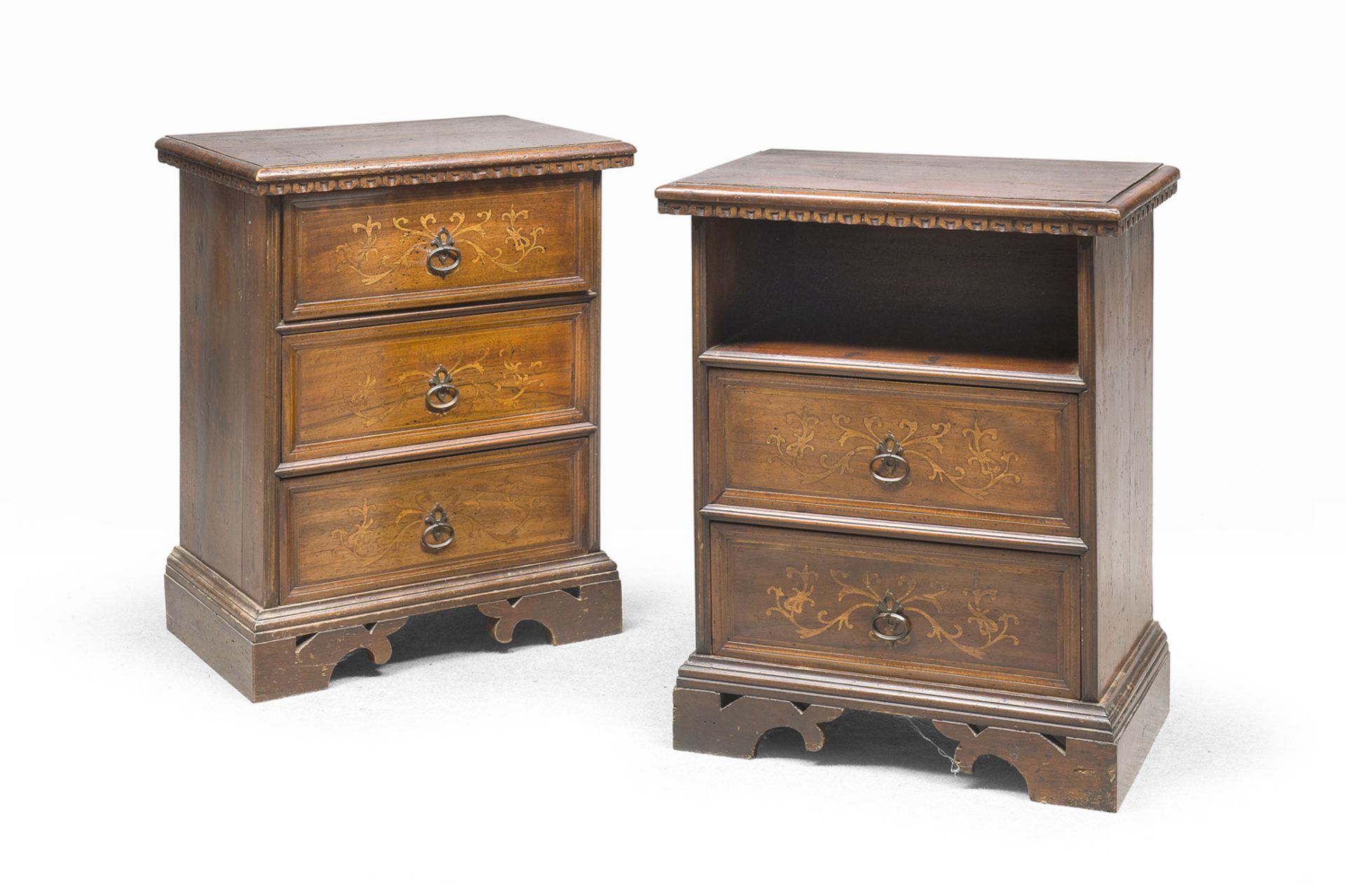 PAIR OF WALNUT BEDSIDE TABLES LATE 19TH CENTURY