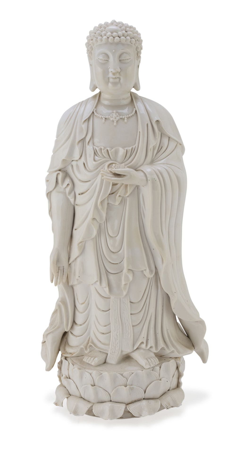 A CHINESE WHITE PORCELAIN SCULPTURE OF BUDDHA 20TH CENTURY.