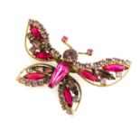 BROOCH WITH PINK CRYSTALS AND LAVENDER ZIRCONIA