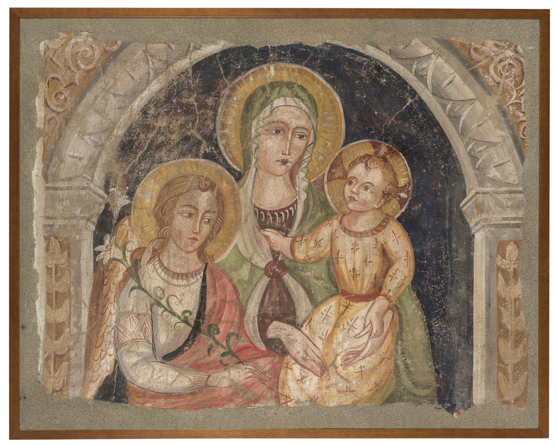 FRESCO TEAR OF VIRGIN AND CHILD IN 14TH CENTURY MANNER