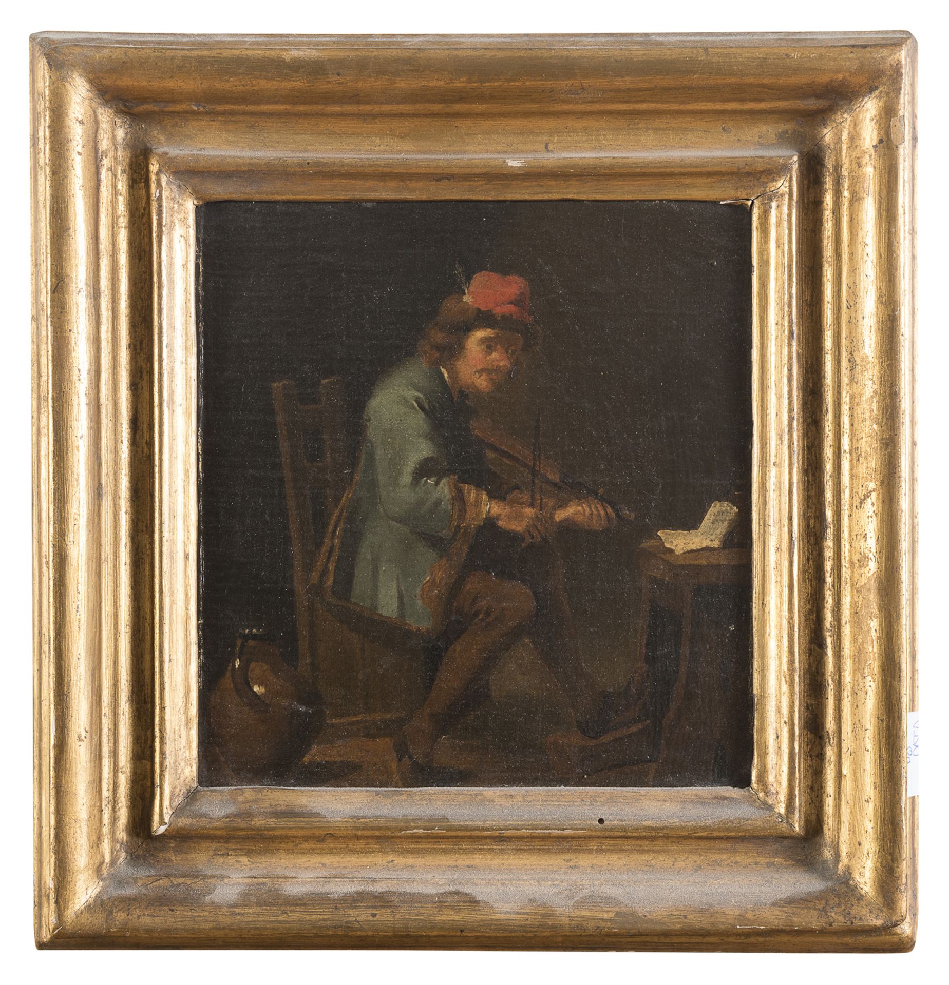 FLEMISH OIL PAINTING OF VIOLIN PLAYER LATE 18TH EARLY 19TH CENTURY