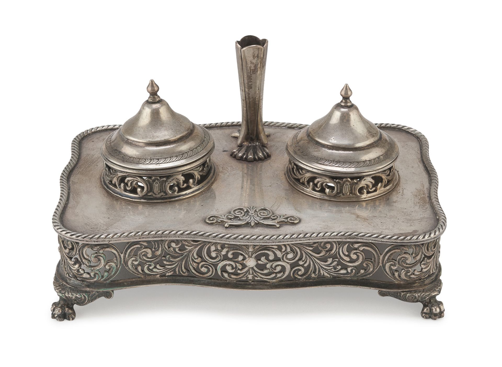 SILVER INK WELL PROBABLY HANAU 19th CENTURY