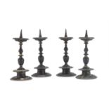 FOUR MIGNON BRONZE CANDLESTICKS 18TH CENTURY