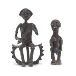 TWO AFRICAN BRONZE SCULPTURES DEPICTING ANCESTOR. 20TH CENTURY.