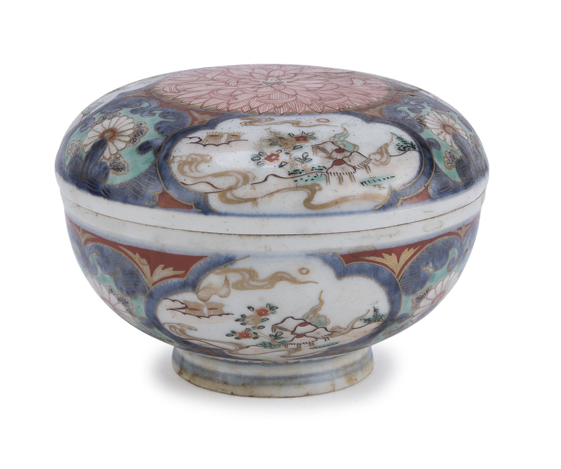 A JAPANESE POLYCHROME ENAMELED PORCELAIN CASE 19TH CENTURY.