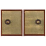 A PAIR OF JAPANESE SLIDING PANELS IN WOOD AND SILK FIRST HALF 20TH CENTURY.