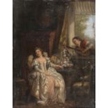 OIL PAINTING OF A SERENADE BY JACQUES ANTOINE VALLIN (1760-POST 1831)