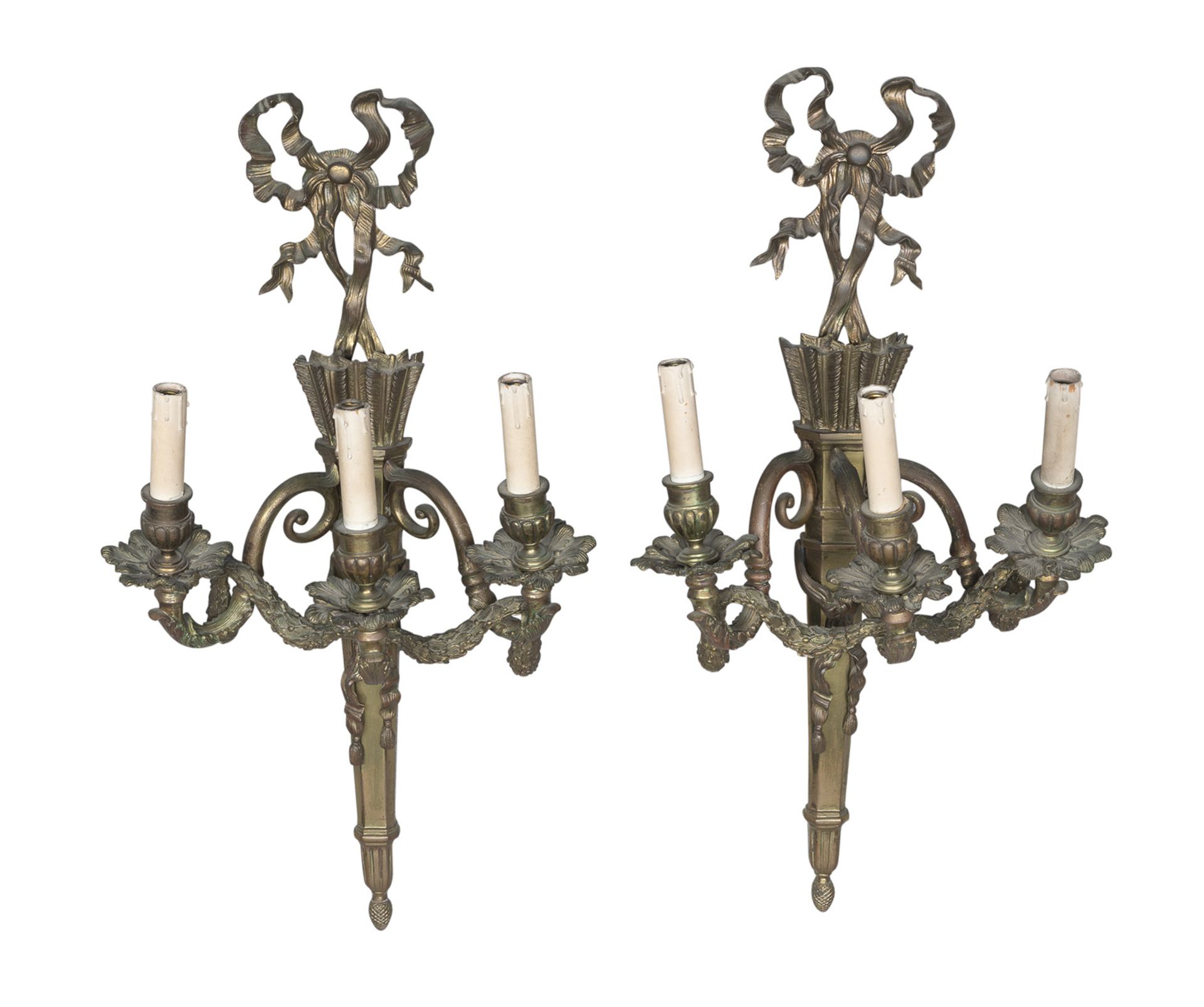 PAIR OF BRONZE WALL LAMPS LATE 19TH CENTURY