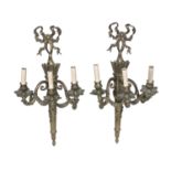 PAIR OF BRONZE WALL LAMPS LATE 19TH CENTURY