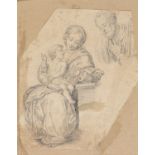 ROMAN PENCIL DRAWING OF THE HOLY FAMILY LATE 18TH EARLY 19TH CENTURY