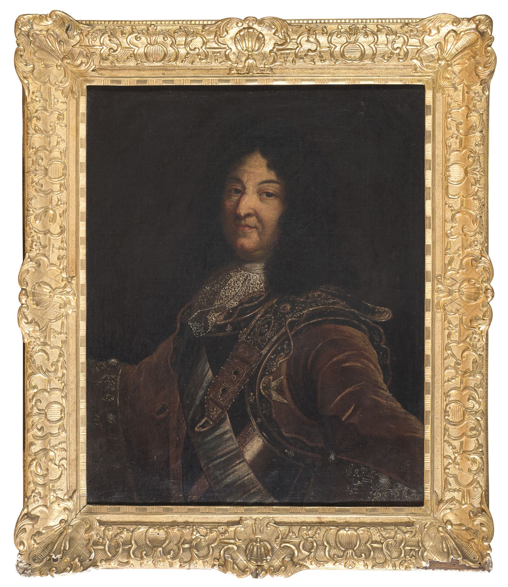 OIL PORTRAIT OF LOUIS XIV BY FOLLOWER OF HYACINTHE RIGAUD (1659-1743)