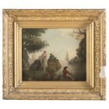 FRENCH OIL PAINTING OF A RURAL SCENE 18TH CENTURY