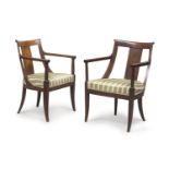 PAIR OF MAHOGANY ARMCHAIRS FRANCE DIRECTORY PERIOD