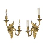 PAIR OF SMALL WALL LAMPS IN GILT BRONZE 19TH CENTURY