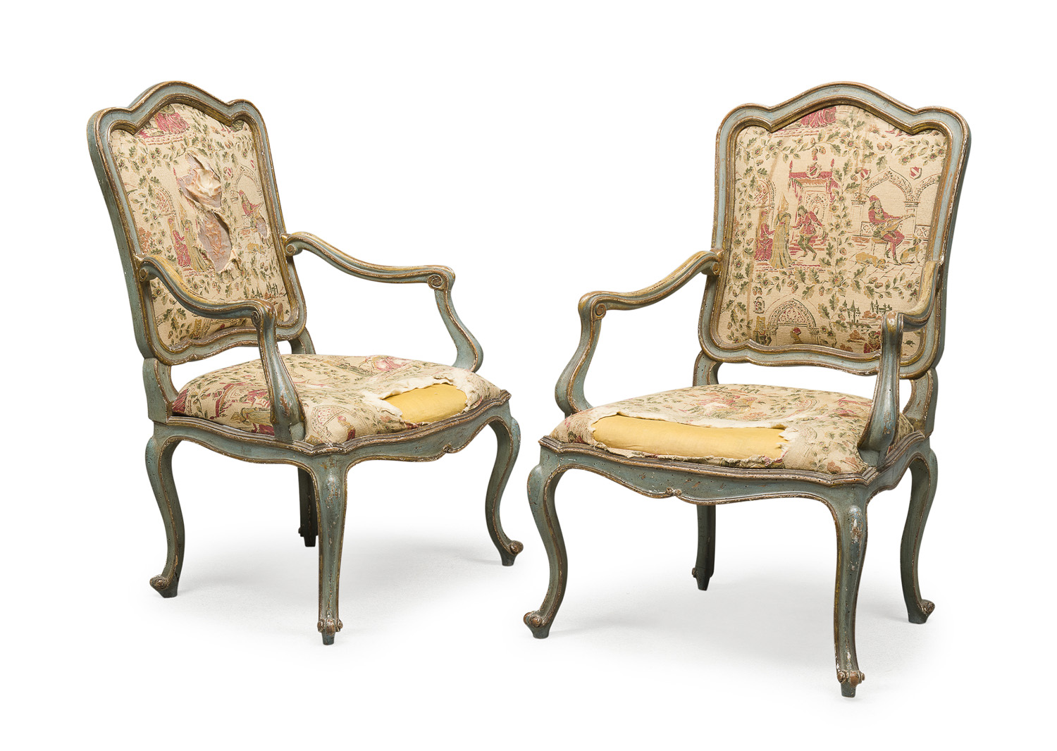 PAIR OF WOODEN ARMCHAIRS PROBABLY VENICE 18TH CENTURY