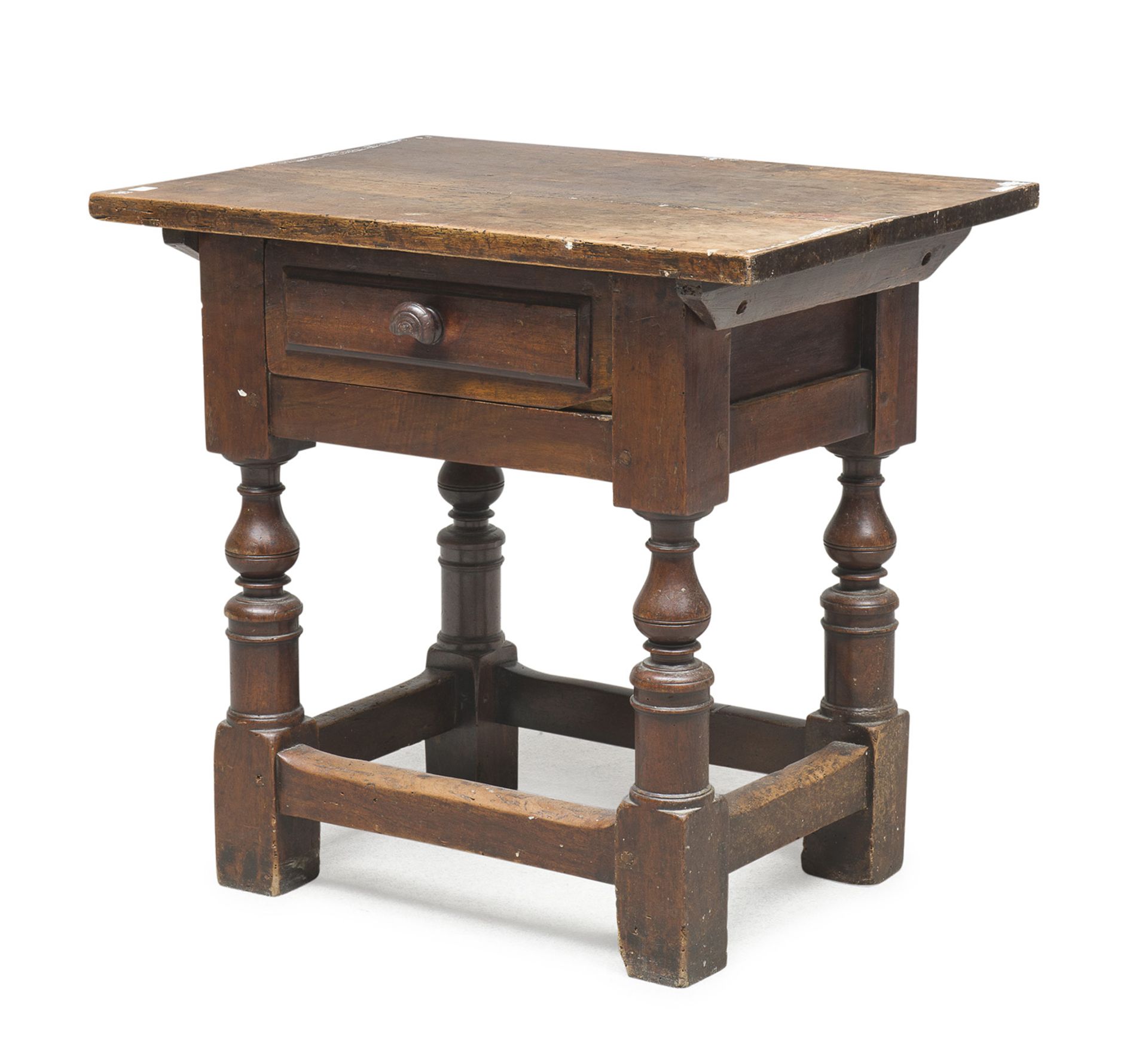 SMALL WALNUT TABLE CENTRAL ITALY WITH ANTIQUE ELEMENTS