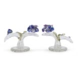 PAIR OF GLASS CANDLESTICKS PROBABLY VENICE EARLY 20TH CENTURY