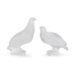 A PAIR OF GLASS BIRDS LALIQUE FRANCE 1980s