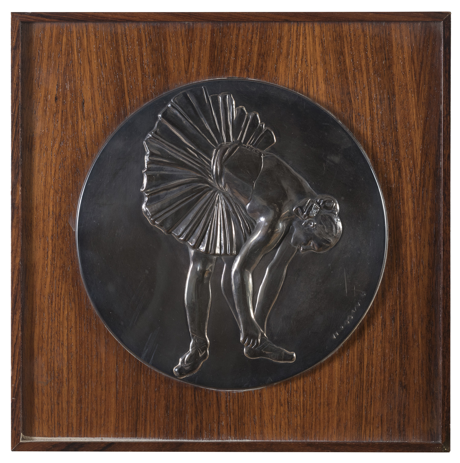 SILVER-PLATED BAS-RELIEF SIGNED 'MESSINA' 20TH CENTURY