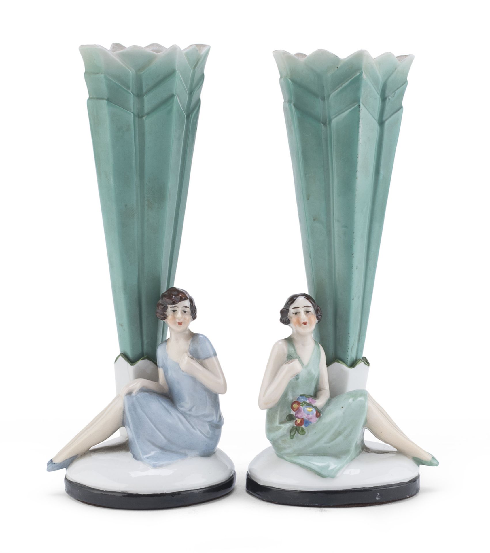 PAIR OF CERAMIC FLOWER VASES EARLY 20TH CENTURY