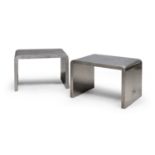 PAIR OF CHROMED STEEL BENCHES 1970s