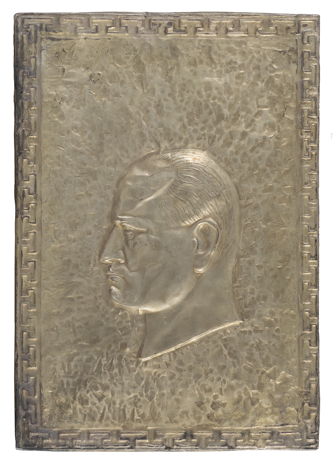 GILDED COPPER COVER WITH MUSSOLINI BAS-RELIEF