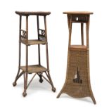 TWO WICKER STOOLS 1970s